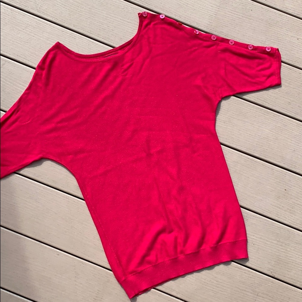 ❤️‍🔥$6 CLEARANCE❤️‍🔥 Express | Hot Pink Shoulder Button Dolman